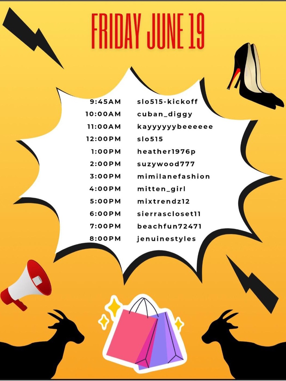 PFF - Posh
Fashion Fanatics all Day
Event! Friday, June 19th!!!!.